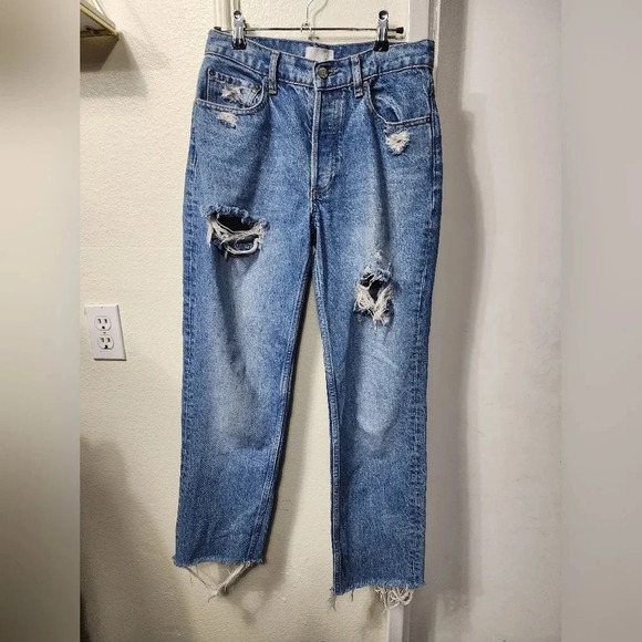 Boyish by Her Tommy High Rise Straight Leg Distressed Jeans Size 26 festival - Picture 1 of 9